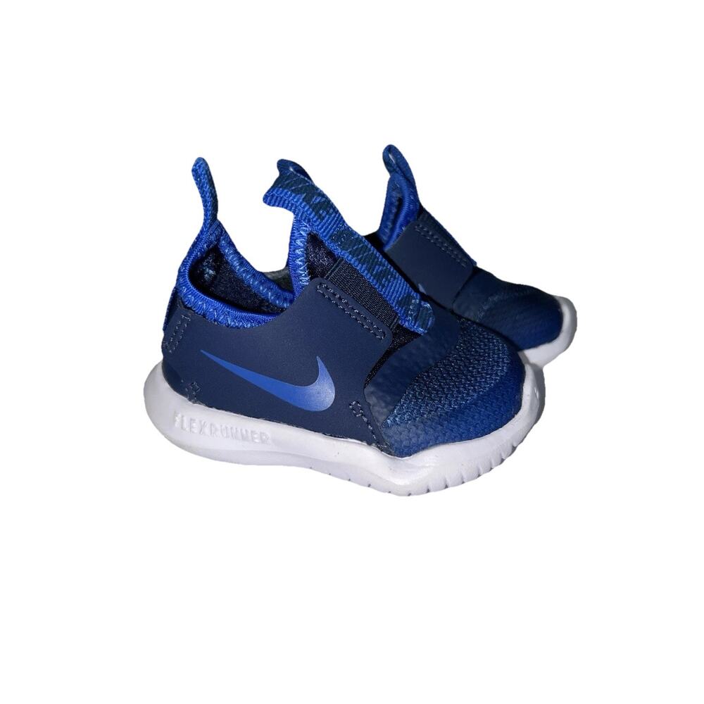 Nike Flex Runner Blue White Toddler Slip On Shoes AT4665-407 Size 2C